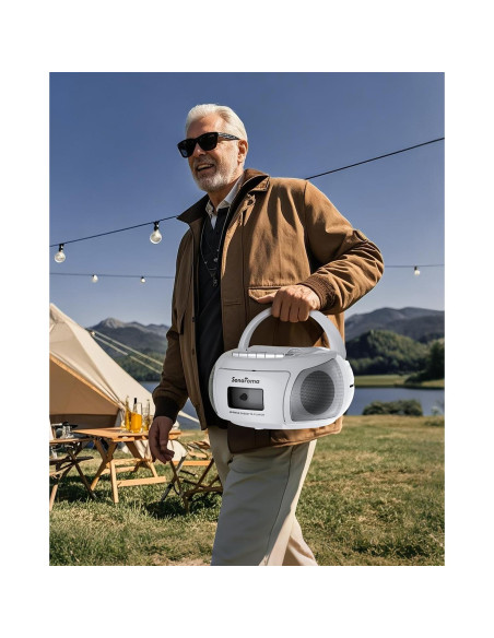 Boombox Bluetooth Lumaterra BBXWE CD Casete Radio USB Blanco