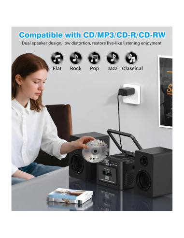 Sistema Estéreo Greadio 9-en-1 con Reproductor CD y Bluetooth 40W