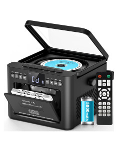 Greadio Boombox CD y Casete 9-en-1 Recargable 5000mAh