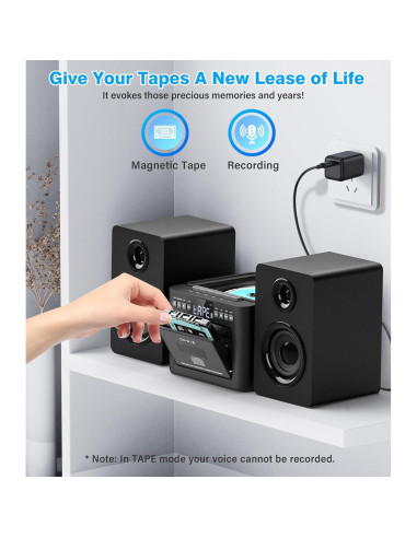 Sistema Estéreo Greadio 9-en-1 con Reproductor CD y Bluetooth 40W