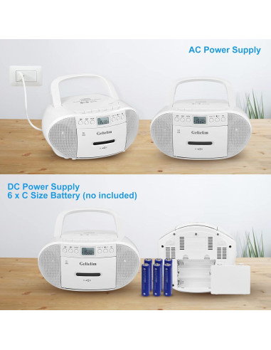 Reproductor de CD y Cassette Gelielim BT-9224MU Portátil