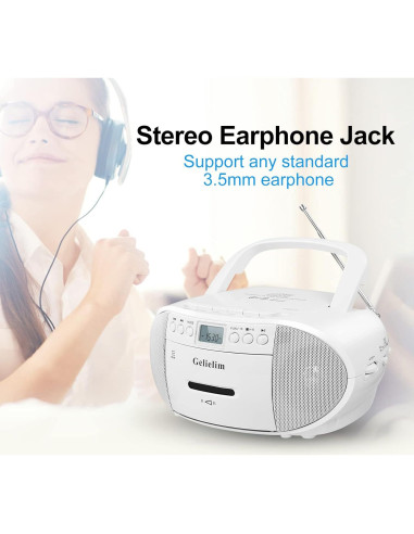 Reproductor de CD y Cassette Gelielim BT-9224MU Portátil