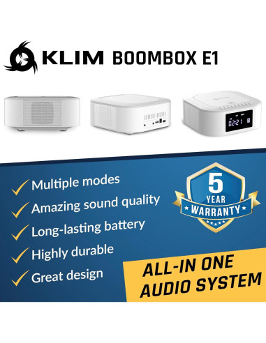 KLIM Boombox E1 - Sistema de Audio Portátil con Subwoofer y Bluetooth