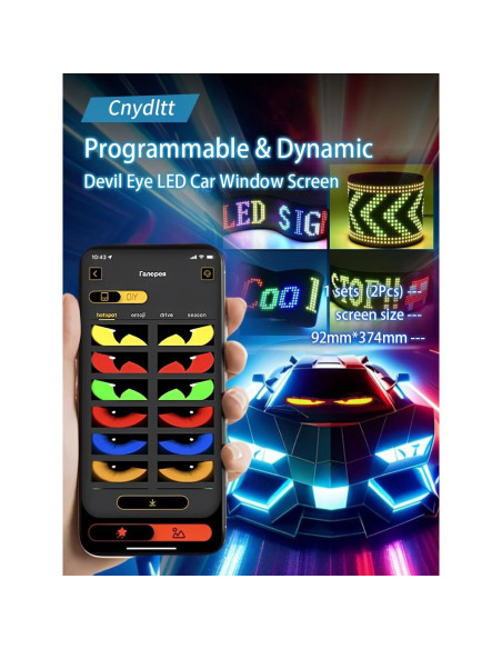 Luces LED Ojos Diabólicos CarPanidic 59.4x11.9 cm 2PCS