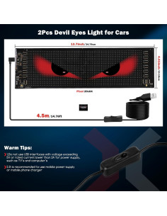 Ojos LED Diabólicos FUNAER para Coche - 4.01x13.7 Pulgadas 2