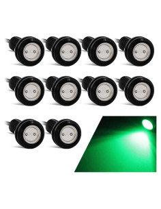10 Luces LED Ojo de Águila 18mm Verde 9W Alta Potencia