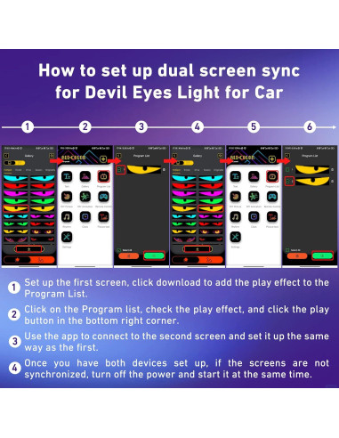 Luces Ojos del Diablo Qeeanmo LED 59.4cm Programables