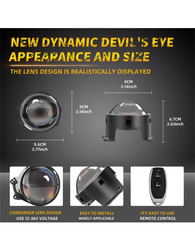 Luces Ojos Demonio LED Ctopkatuo para Faros de Coche 12-36V