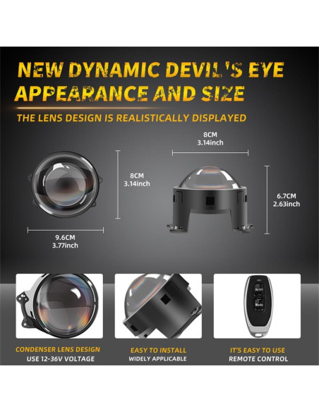 Luces Ojos Demonio LED Ctopkatuo para Faros de Coche 12-36V