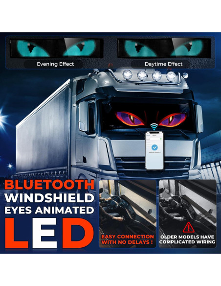 Ojos LED Animados KAKSEY para Parabrisas 89.9x19.2 cm