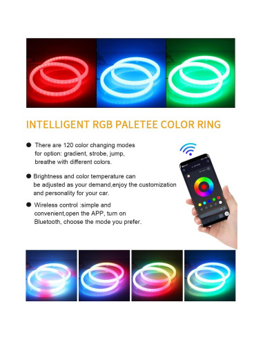 Anillos de Halo RGB Qasim 120mm 12V para Coche y Moto