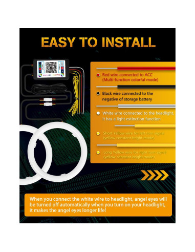 Anillos de Halo RGB Qasim 120mm 12V para Coche y Moto