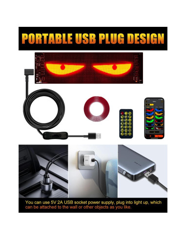 Luz LED Flexible Qasim para Auto 10x35 cm Color Cambiante