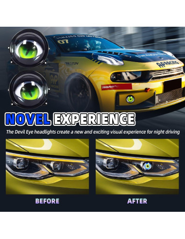 Faros LED Ojos de Demonio SPNANMA para Autos y Motos 12-36V
