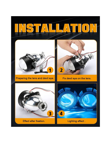 Ojos Demonio LED RGB Qasim 12V para Lente Proyector 2.8"