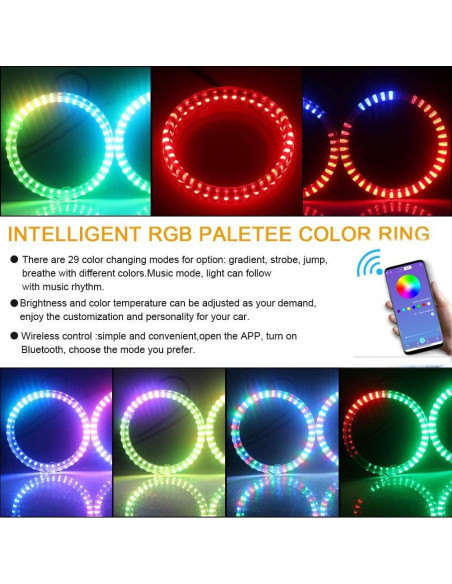 Anillos LED Ojos de Ángel Qasim 95mm RGB Control APP 12V