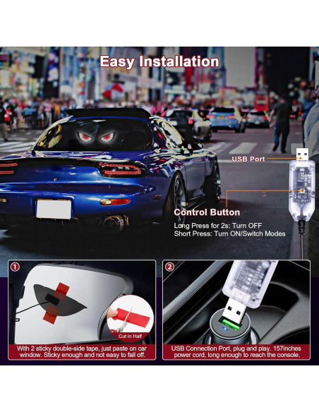 Luz Ojos de Diablo LED PIFOOG para Parabrisas Auto Rojo Blanco