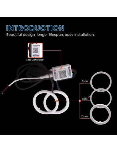 Ojos de Ángel RGB 80MM YM E-Bright con Control Bluetooth