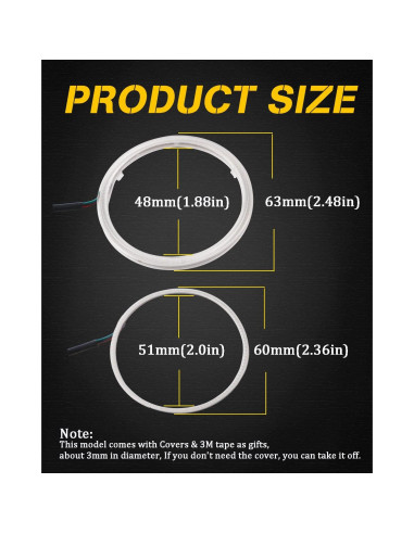 Anillos LED Halo RGB Qasim 60mm con Control APP Bluetooth