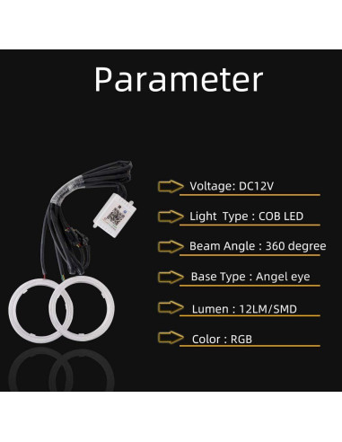 Anillos Halo LED RGB Grandview 70MM Control Bluetooth 12V