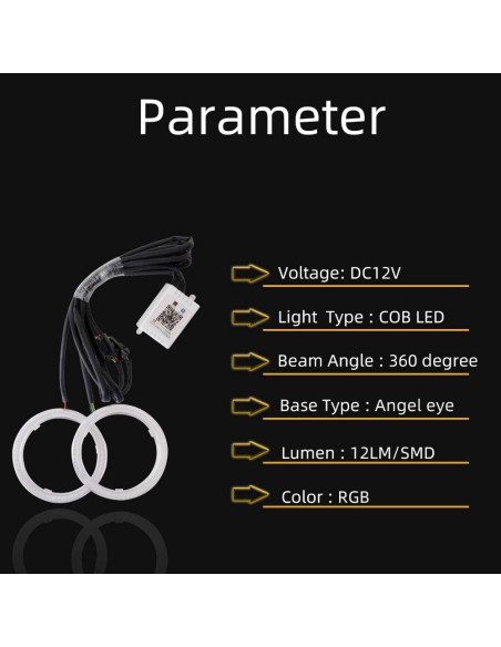 Anillos Halo LED RGB Grandview 70MM Control Bluetooth 12V