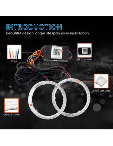 Ojos de Ángel RGB 95MM YM E-Bright con Control Bluetooth