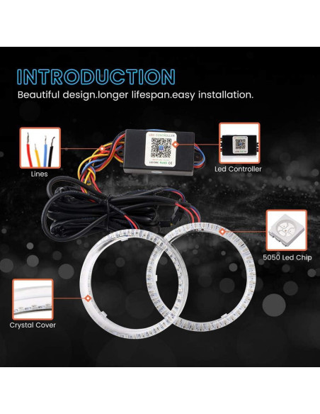 Ojos de Ángel RGB 95MM YM E-Bright con Control Bluetooth