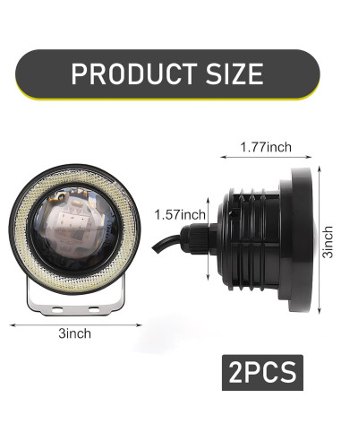 Luces de Niebla LED Angel Eye Waswale 2 PCS 1200LM Blanco