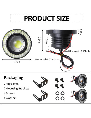Luces de Niebla Ojo de Ángel Wogomz LED 12V 2PCS Blanco