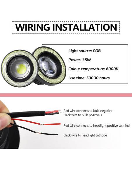 Luces de Niebla Ojo de Ángel Wogomz LED 12V 2PCS Blanco