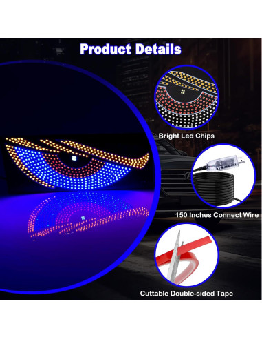 Luz LED Ojos de Diablo LECART para Parabrisas USB 10 Modos