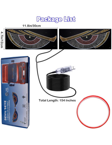 Luz LED Ojos de Diablo LECART para Parabrisas USB 10 Modos