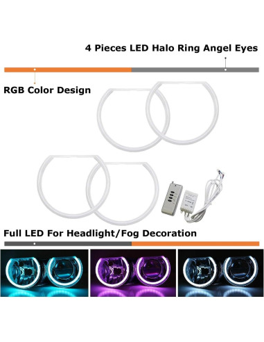 Anillos Halo LED RGB iJDMTOY para BMW E39 E46 - 4 Piezas