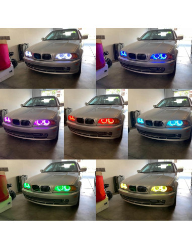 Anillos Halo LED RGB iJDMTOY para BMW E39 E46 - 4 Piezas