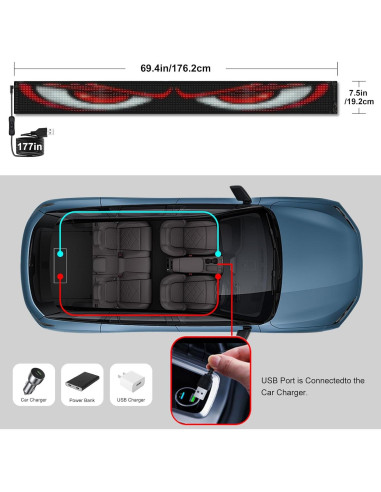 Luz Ojos del Diablo LZSlamp 19x133 cm LED Programable para Autos