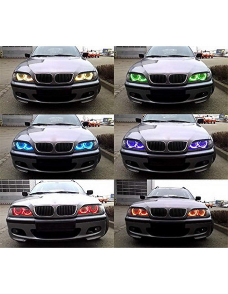 Anillos Halo LED RGB iJDMTOY para BMW E39 E46 - 4 Piezas