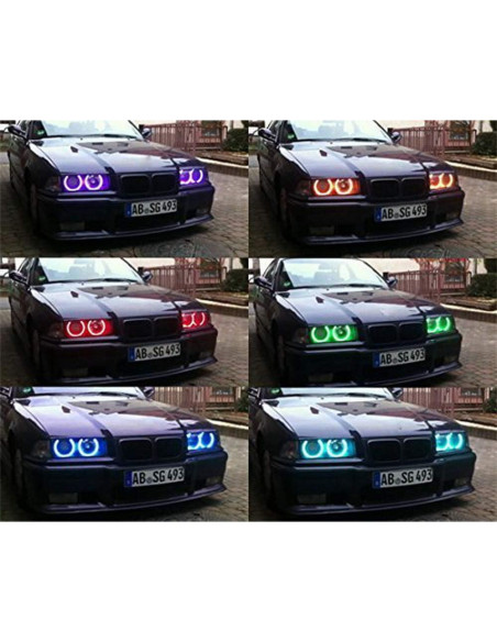 Anillos Halo LED RGB iJDMTOY para BMW E39 E46 - 4 Piezas