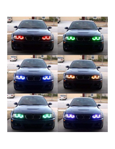 Anillos Halo LED RGB iJDMTOY para BMW E39 E46 - 4 Piezas