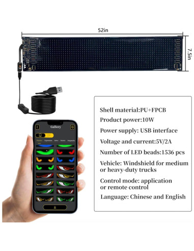Luz LED Programable Ojos del Diablo Genérico 132.1x19.1 cm