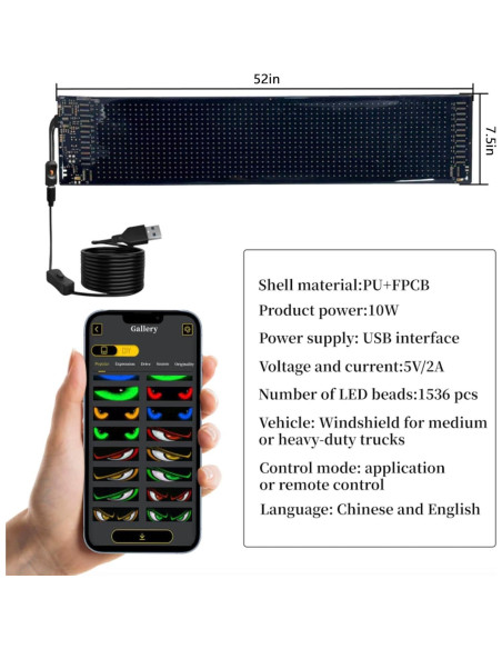 Luz LED Programable Ojos del Diablo Genérico 132.1x19.1 cm