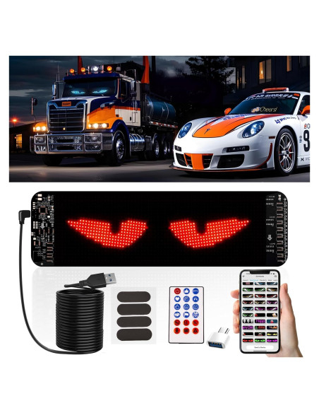 Luces Ojos LED Programables HHYUEYANG para Parabrisas 10x34.8cm