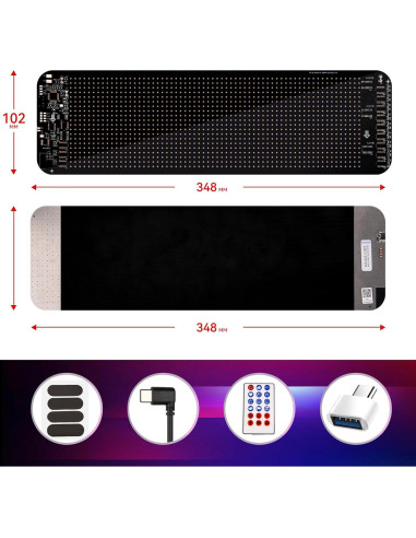 Luces Ojos LED Programables HHYUEYANG para Parabrisas 10x34.8cm