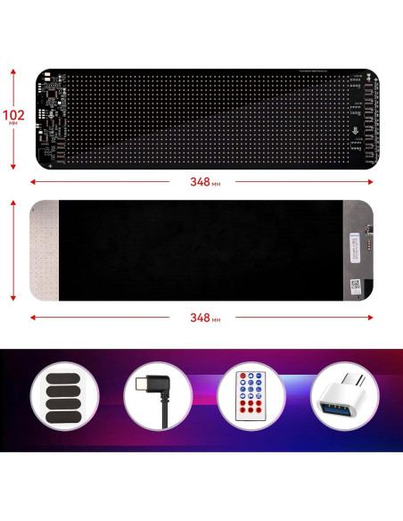 Luces Ojos LED Programables HHYUEYANG para Parabrisas 10x34.8cm