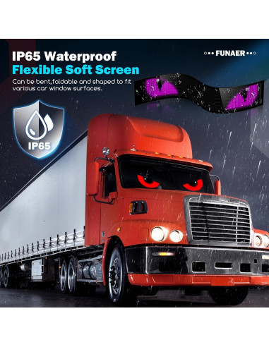 Ojos LED Animados FUNAER 52.36x7.56 Pulgadas para Coche