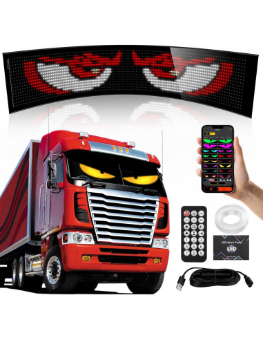 Ojos LED Animados FUNAER 52.36x7.56 Pulgadas para Coche