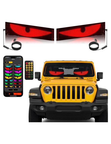 2 Piezas Ojos Diabólicos LED Programables UPONELED 38x10 cm