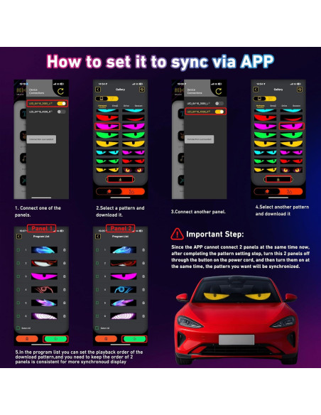2 Piezas Ojos Diabólicos LED Programables UPONELED 38x10 cm