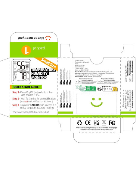 Termómetro Digital de Habitación Antonki - Higrómetro Interior