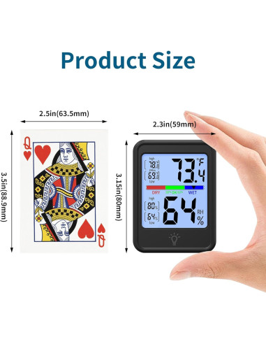 Termómetro Digital Higrómetro JINGHE JH-MC41S-1-B con Pantalla LCD