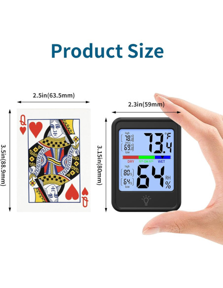 Termómetro Digital Higrómetro JINGHE JH-MC41S-1-B con Pantalla LCD